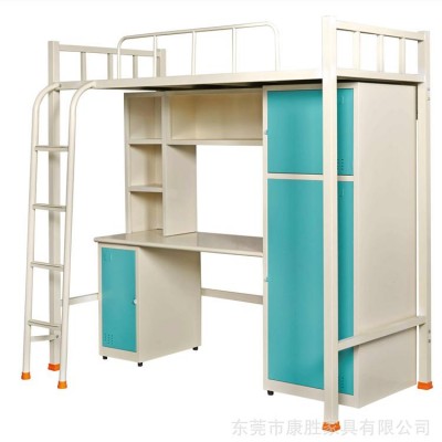 员工宿舍双层公寓床 型材立柱弧形结构 使用更安全