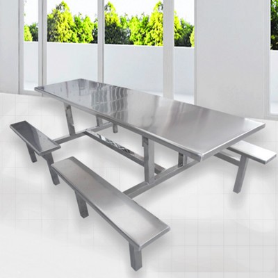 简约风连体餐桌椅 304不锈钢制造 餐桌椅更耐用